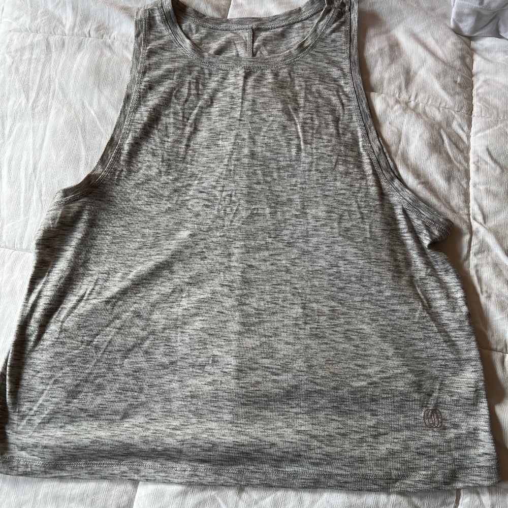 Gray athletic high neck tank